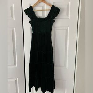 Hill House Home Nap Dress in Green Velour